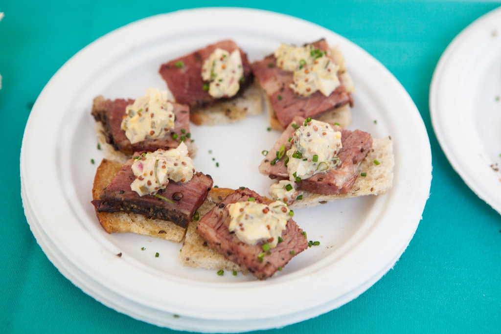 House cured pastrami crostini with gribiche sauce by Almon… Flickr