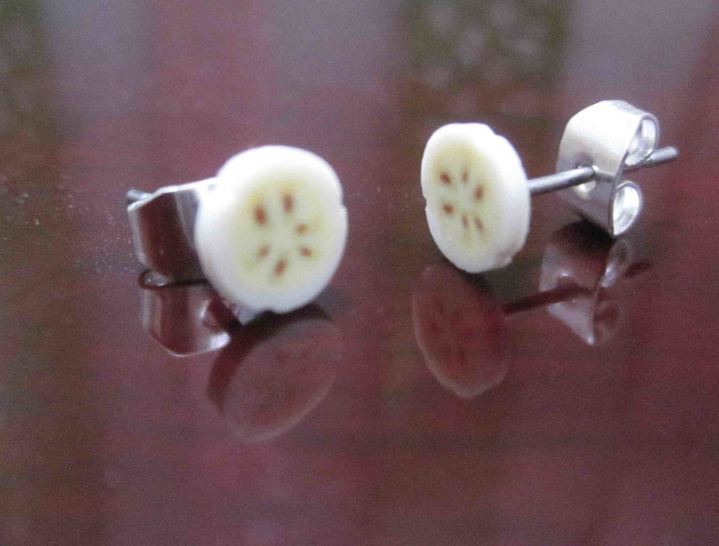 Banana stud earrings Stud earrings made from polymer clay