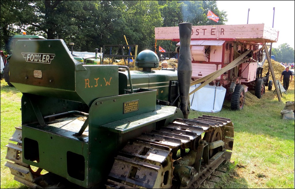 THRESHING A Fowler VFA crawler tractor drives a Foster thr… Flickr