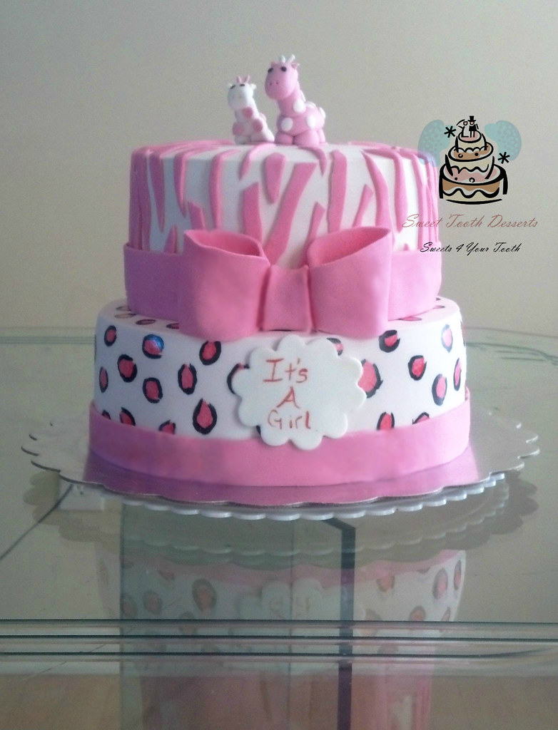 Pink Safari Themed Baby Shower Cake 2 Tier Pink Safari The… Flickr