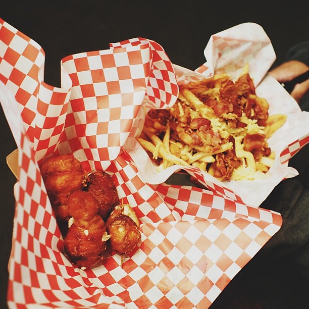 Cheesy bacon bombs and Bacon truffle fries Ryan Rivera Flickr