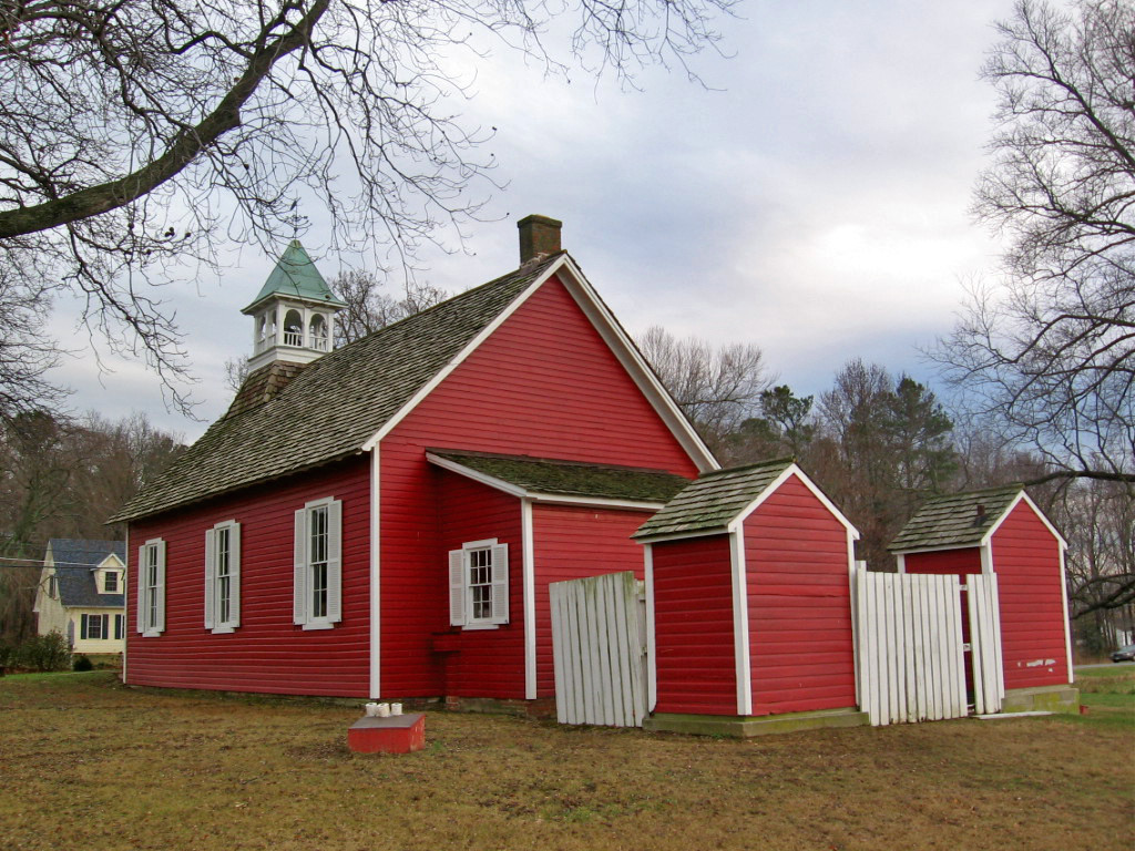 Rear view, red schoolhouse, Tunis Mills, Maryland Paul McClure Flickr