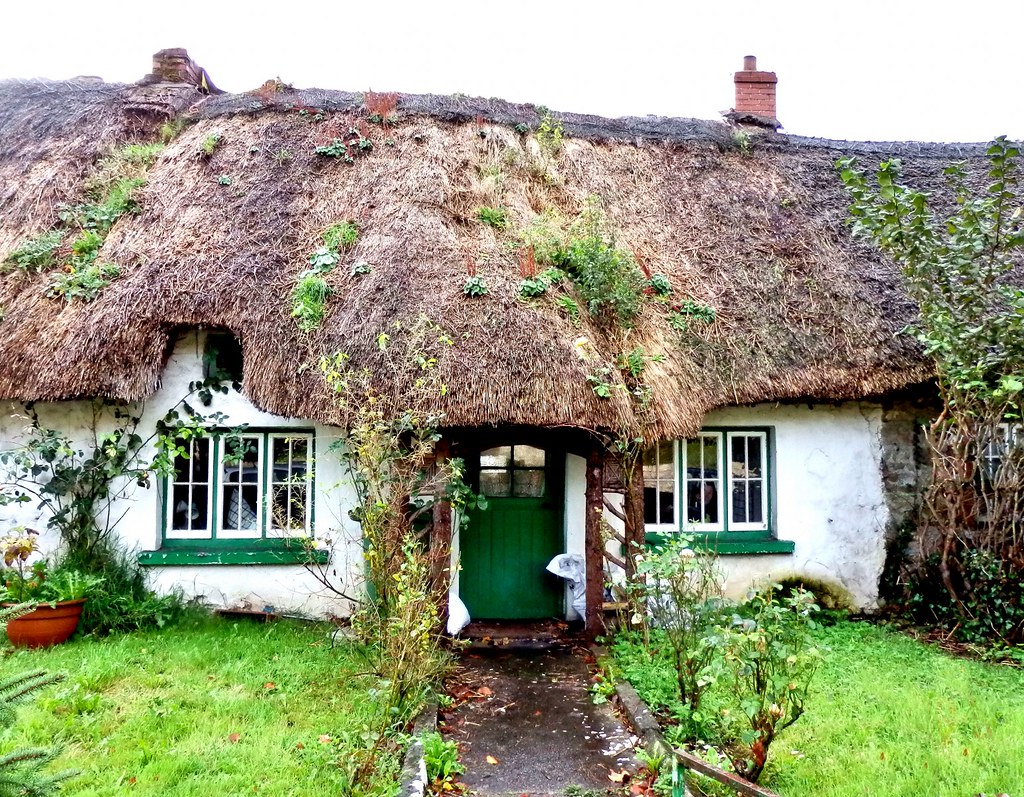 Ireland, Co. Limerick Adare, Cottage with tumbledown tha… Flickr