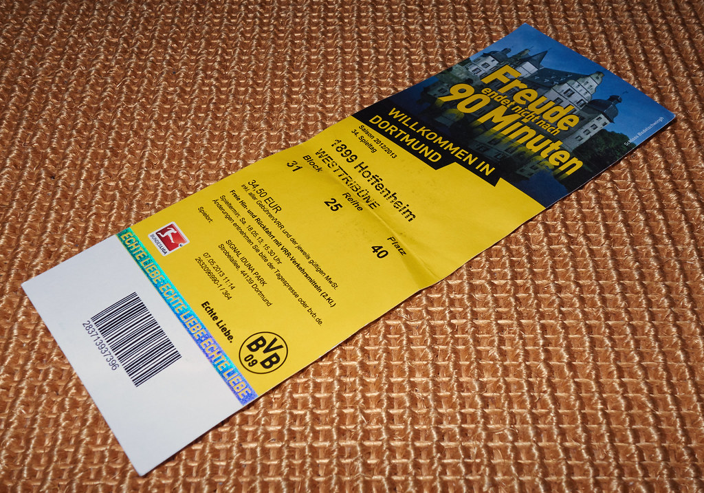 Soccer ticket BVB Dortmund 09 vs 1899 Hoffenheim Flickr
