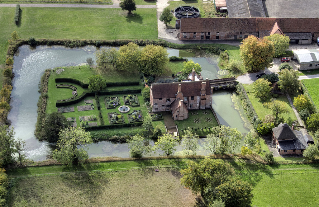 Crows Hall aerial Beautiful moated house in Suffolk John Fielding