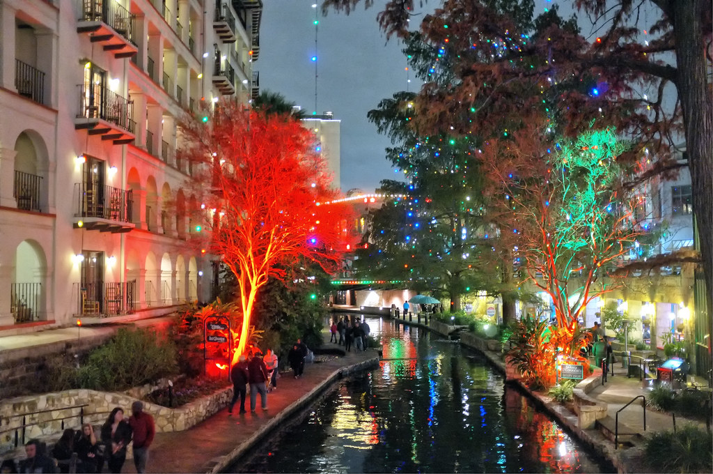 San Antonio Riverwalk with holiday lighting Dave Hensley Flickr