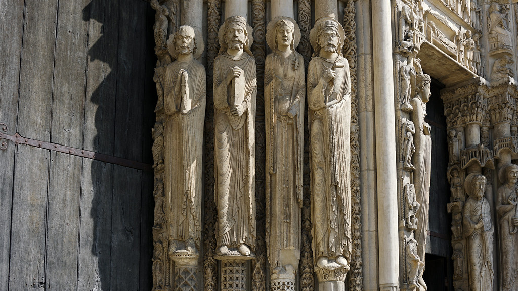 Chartres, central portal jamb figures (right) Cathedral of… Flickr