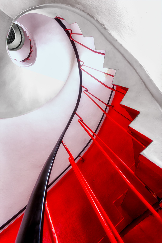 tricolor stairs Stairs leading, take my word for it, to a… Flickr