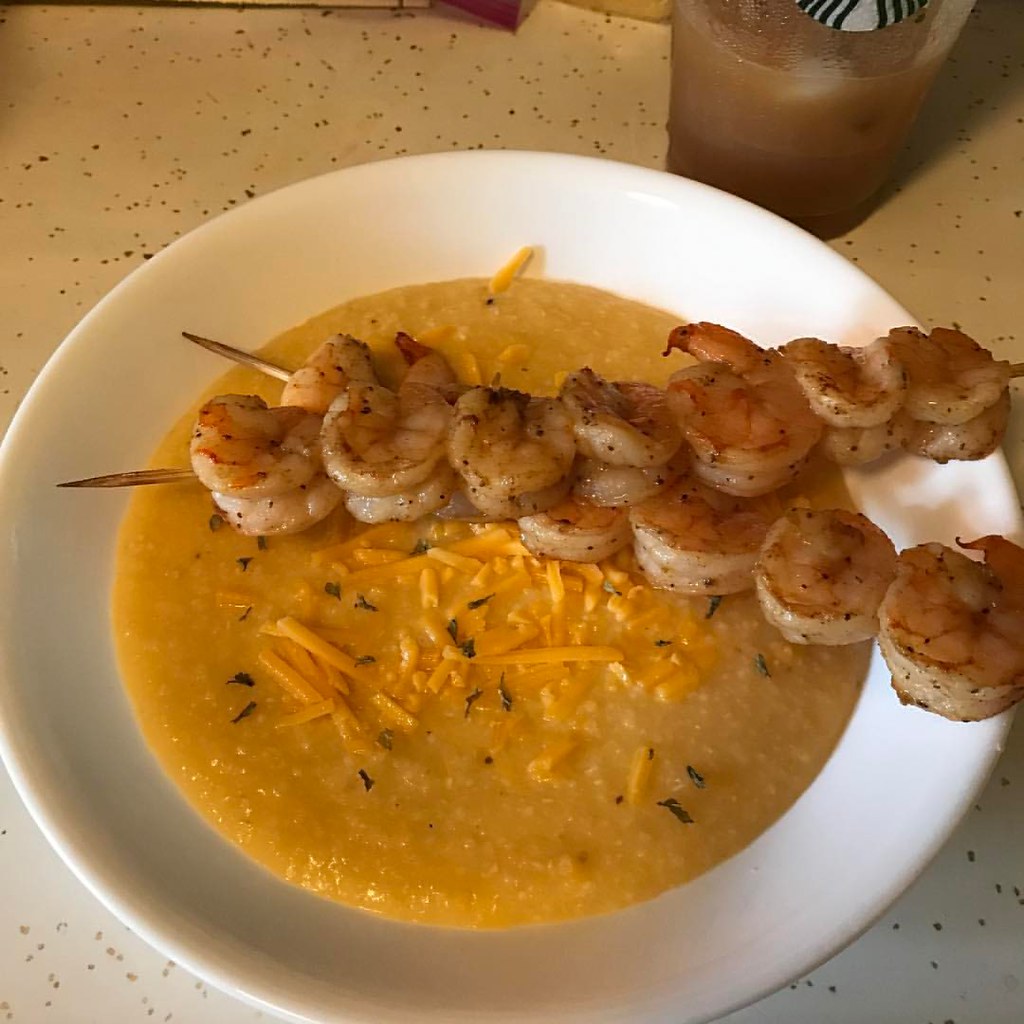 Shrimp and grits! Cheesy grits with Old Bay grilled shrimp… Flickr