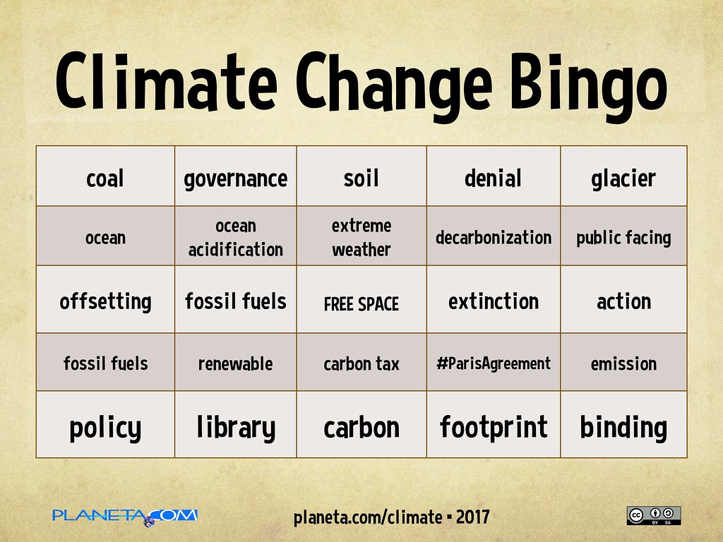 Climate Change Bingo Climate Change Buzzword Bingo Flickr