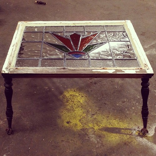 Upcycled side table English stained glass window and claw… Flickr