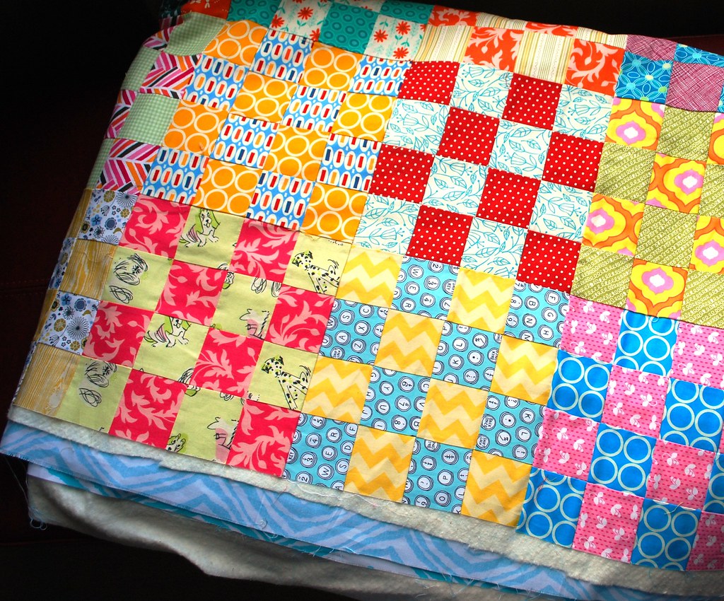 Scrappy 16Patch ready to quilt blogged Caryn Flickr