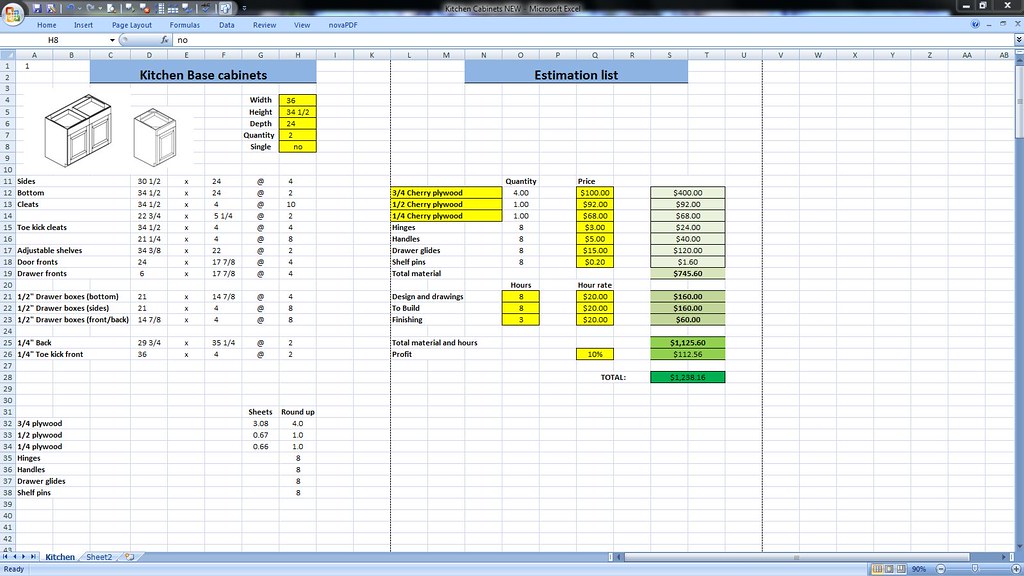 2 Kitchen cut list cad drafter Flickr