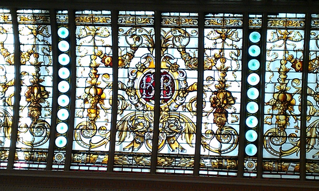 Stained glass ceiling, The Bank pub, Dublin city center, I… Flickr