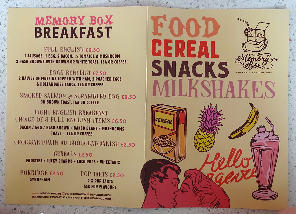 Menu (Apr 2017) at Memory Box, Croydon, London CR0 Flickr