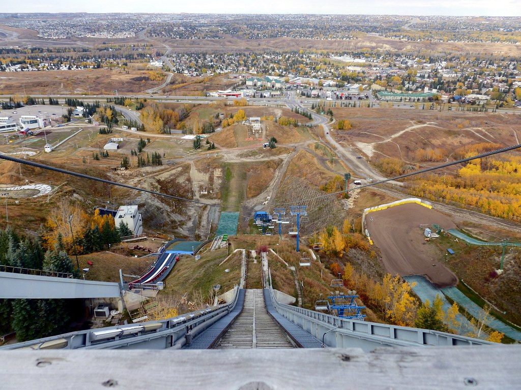 Platform of the 90m ski jump turned zipline Canada Olympic… Christy