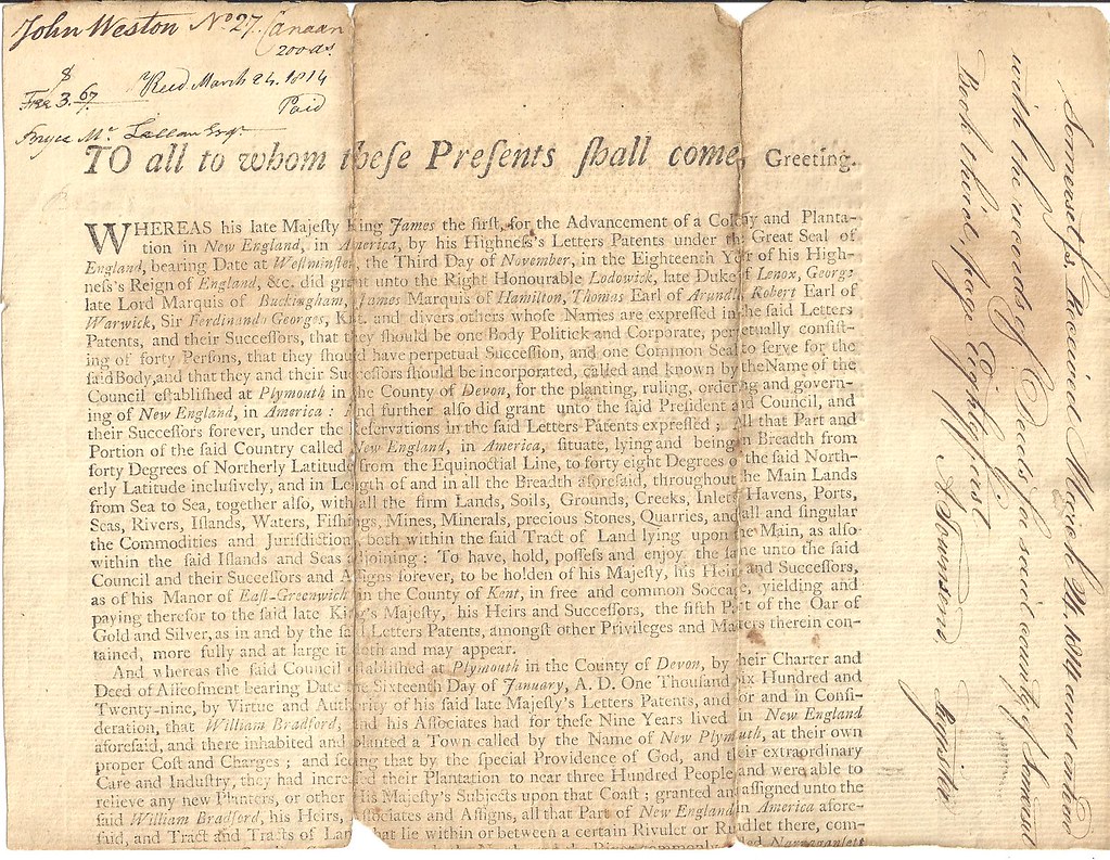 Massachusetts Land Grant, 1792 Deed assigned to John Westo… Flickr