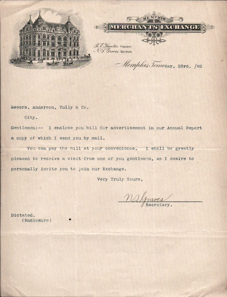 1892 letter from Memphis Merchants Exchange March 23, 1892… Flickr