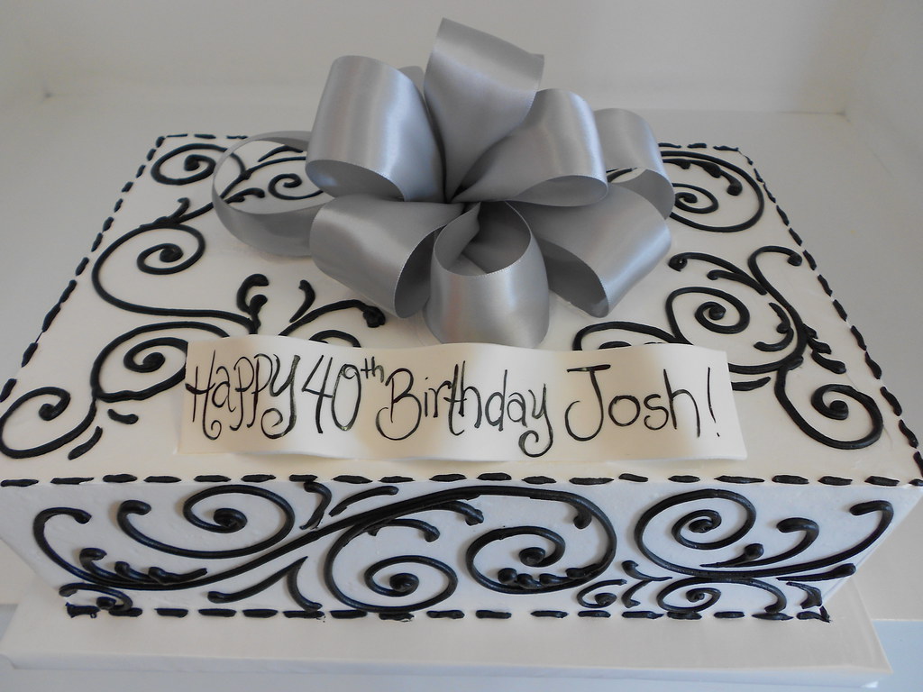 White sheet cake with black piping (2117) www.asweetdesign… Flickr