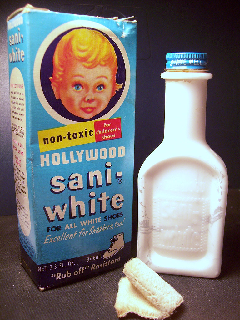 Sani White Package and Bottle 2 Baby shoe side of SaniWhi… Flickr