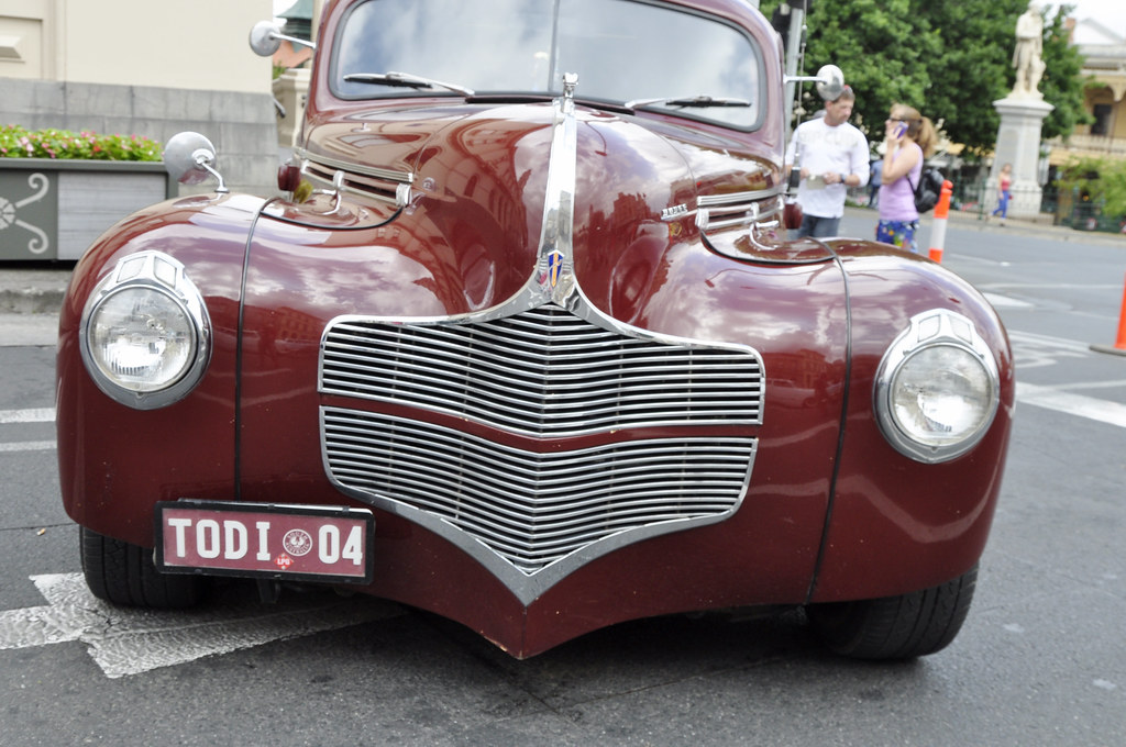 Red devil Classic car at rockabilly festival in Ballarat