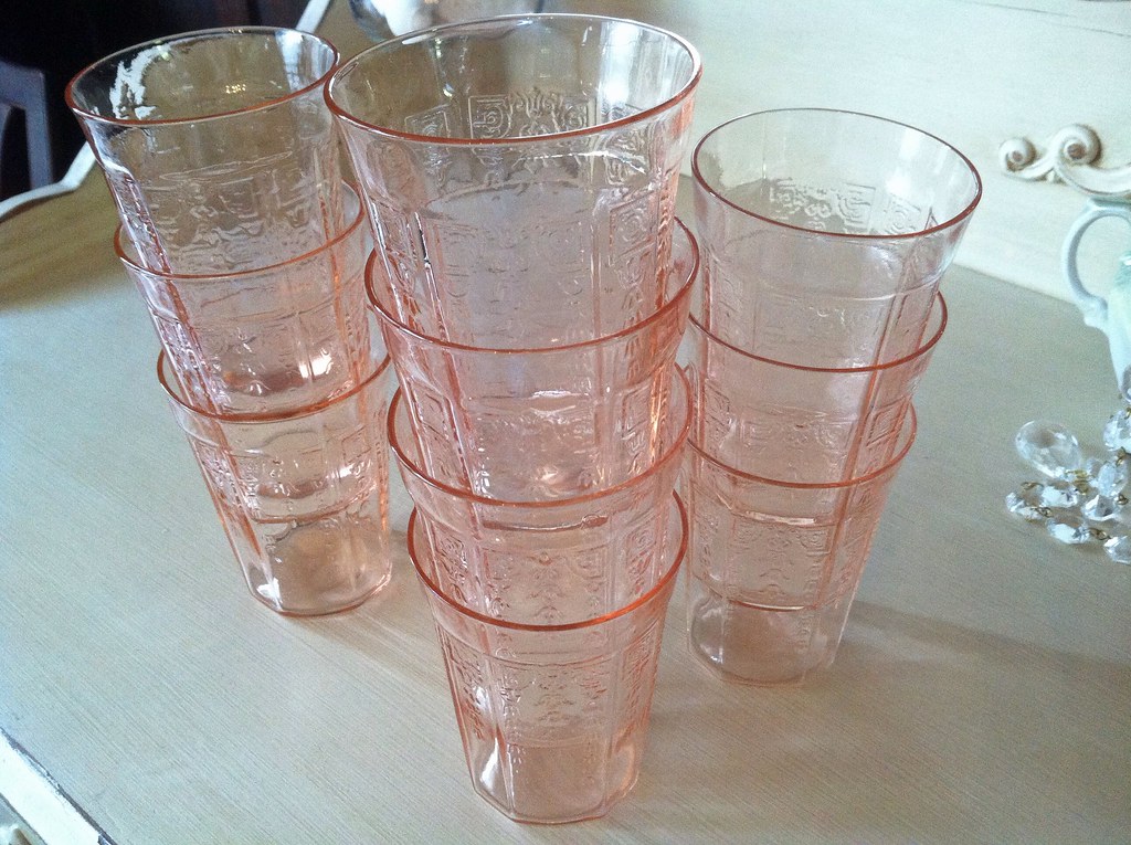 Pink Princess Depression glass Set of 10 juice glasses, in… Flickr