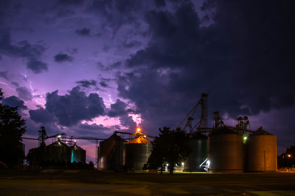 Lightning over the Elevator in town Varna IL Brian Cogar Flickr