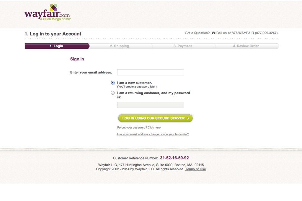 Wayfair customer sign in step 1 Austin Govella Flickr
