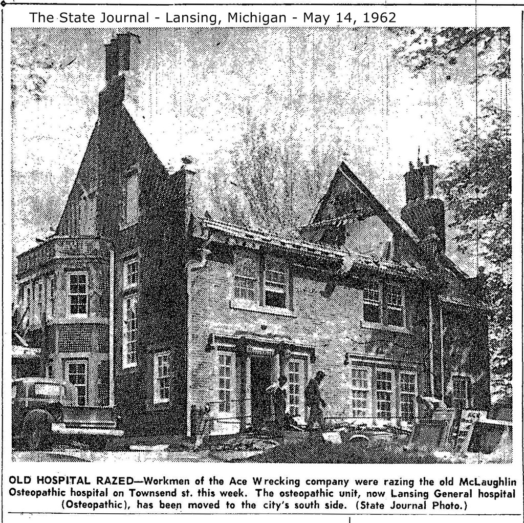 McLaughlin Hospital razed19620514Lansing, MI Timothy Bowman Flickr