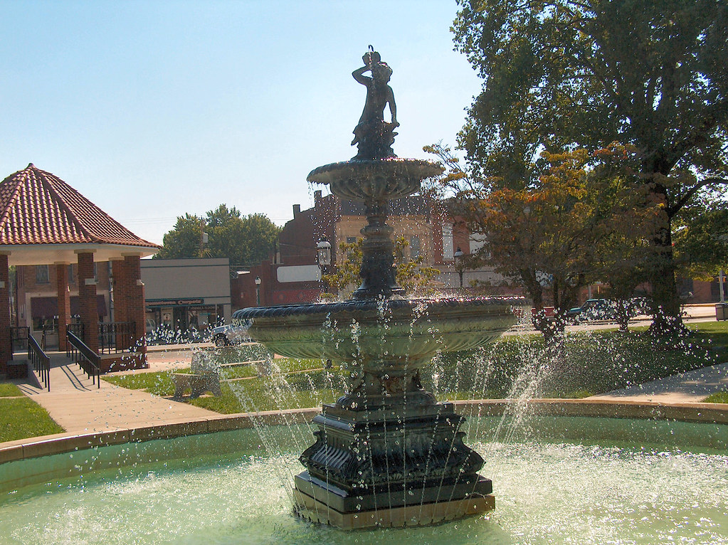 Fountain in the Park Downtown. Orleans, Indiana Cindy