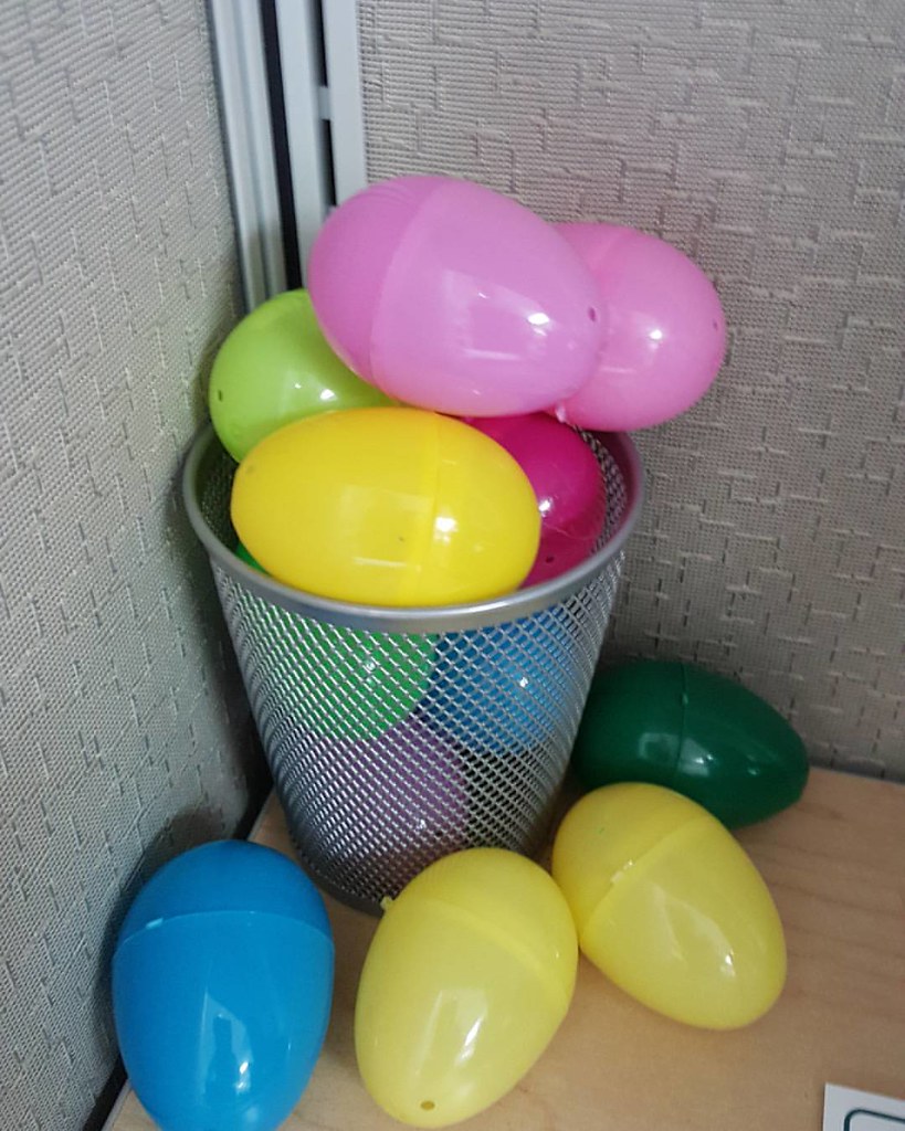 The loot from the office Easter Egg hunt. Jose Rodriguez Flickr