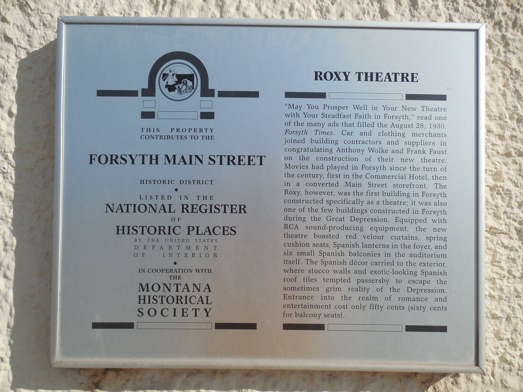 Roxy Theatre Historic Plaque Forsyth, Montana Jimmy Emerson, DVM