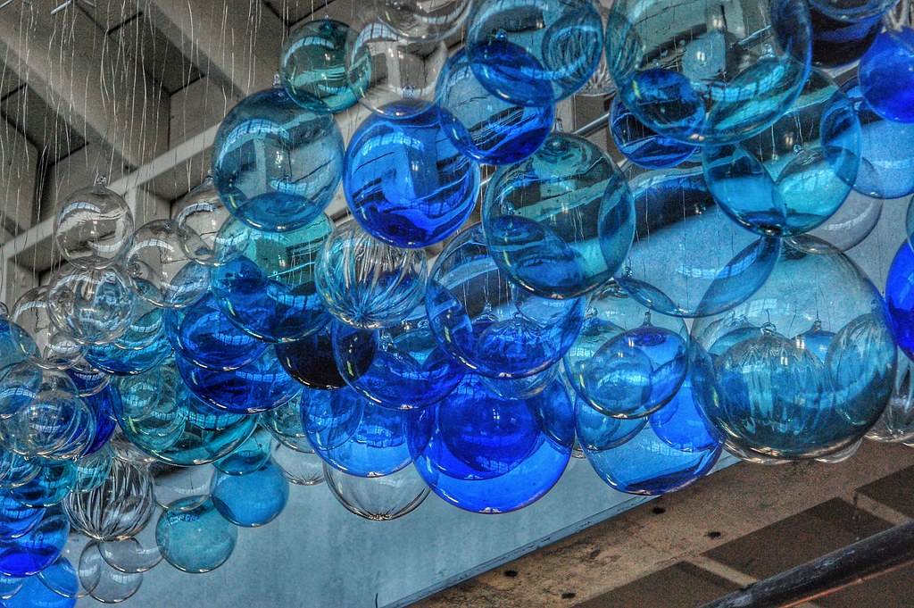 Orbs blue hanging glass orbs from 3rd degree glass factory… Flickr