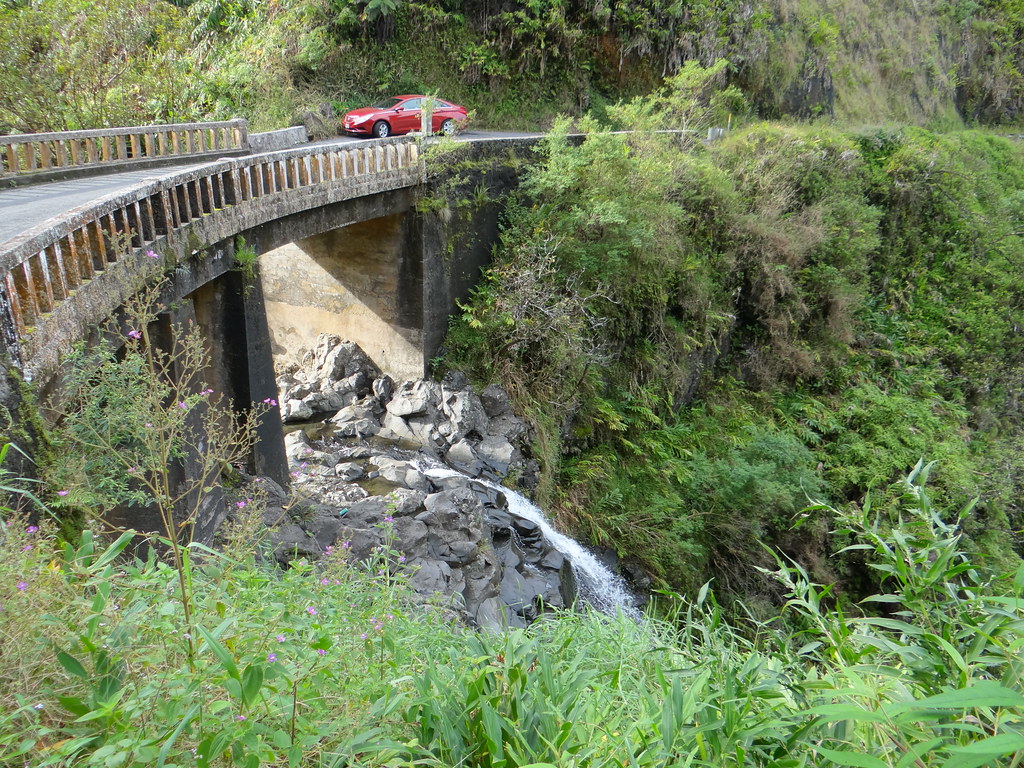 Hana Highway bridge + our rental car + waterfall! We stopp… Flickr