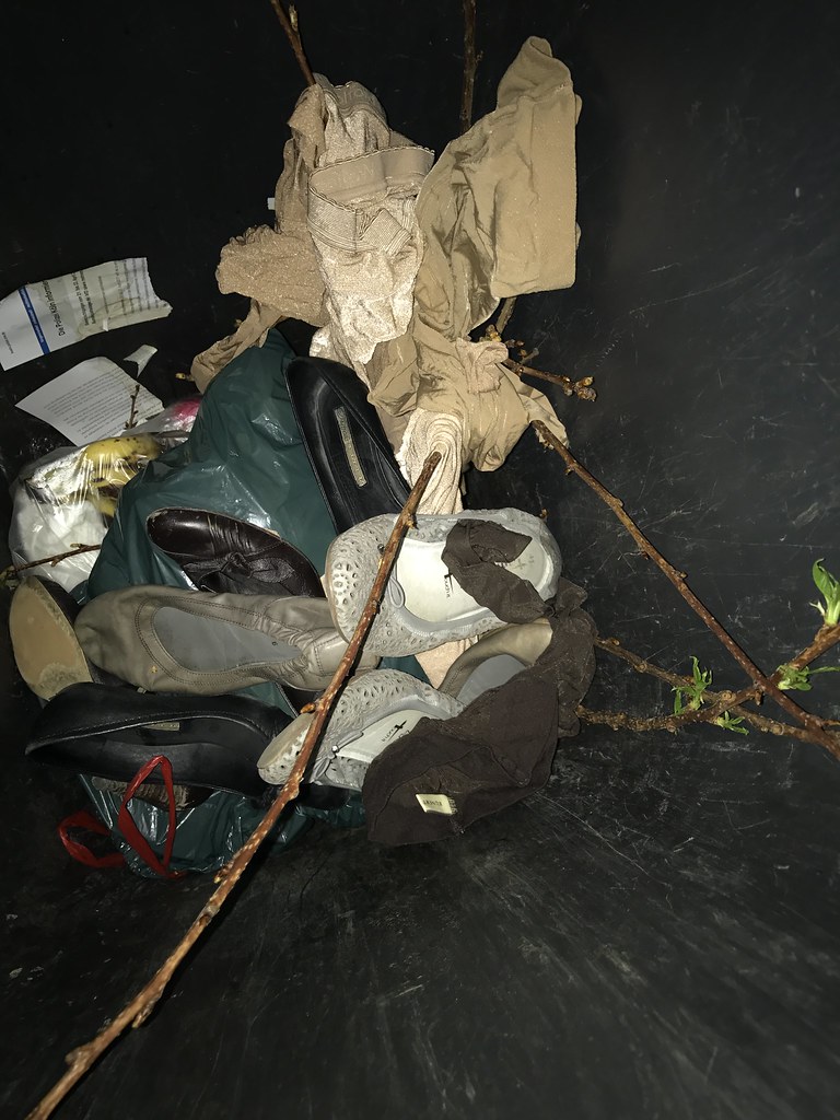 Destroying shoes throwing in garbage flats heels tights Flickr