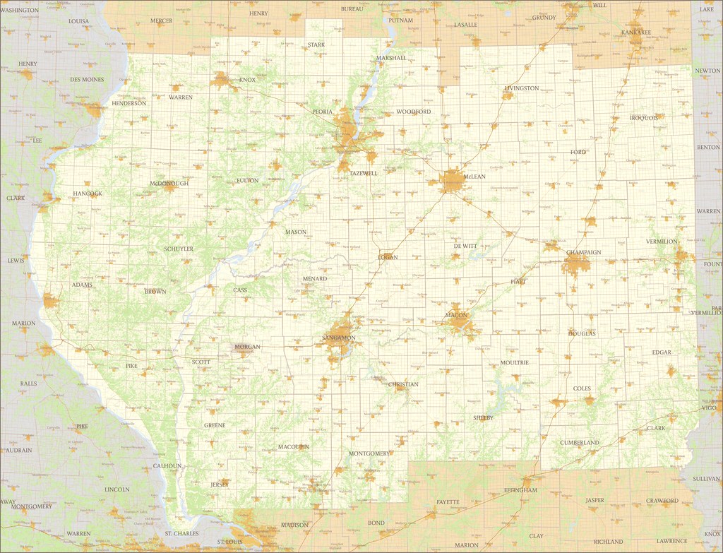Map of Illinois Cities and Roads GIS Geography