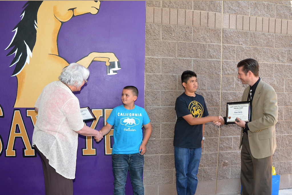 Grant Sawyer Middle School honored two students for their acts of