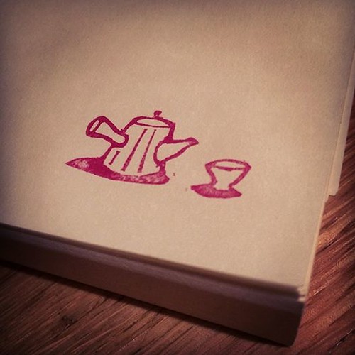 teapot stamp little rubber stamp handmade with love ! nikosan