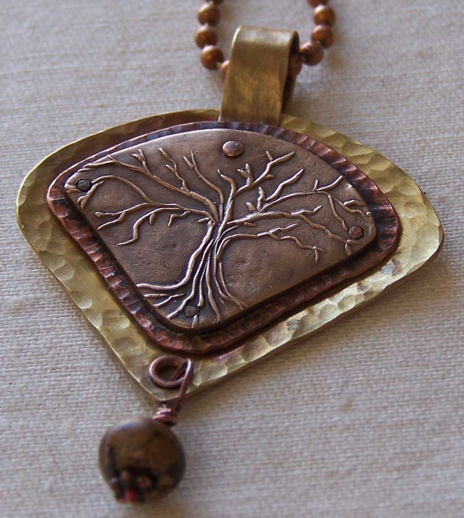 Tree Pendant, Mixed Metals, Riveted Tree Pendant Bronze, … Flickr