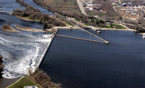 Aerial view of Brandon Road Lock and Dam Aerial view of