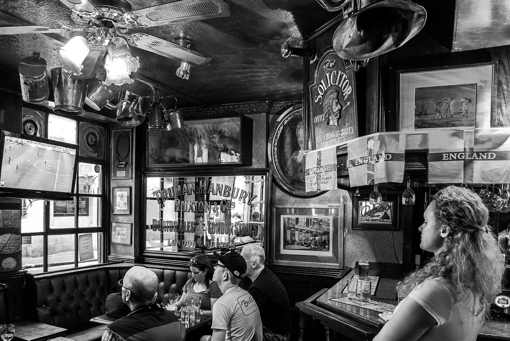The Old Coffee House Soho (watching football) (BW) (Olym… Flickr