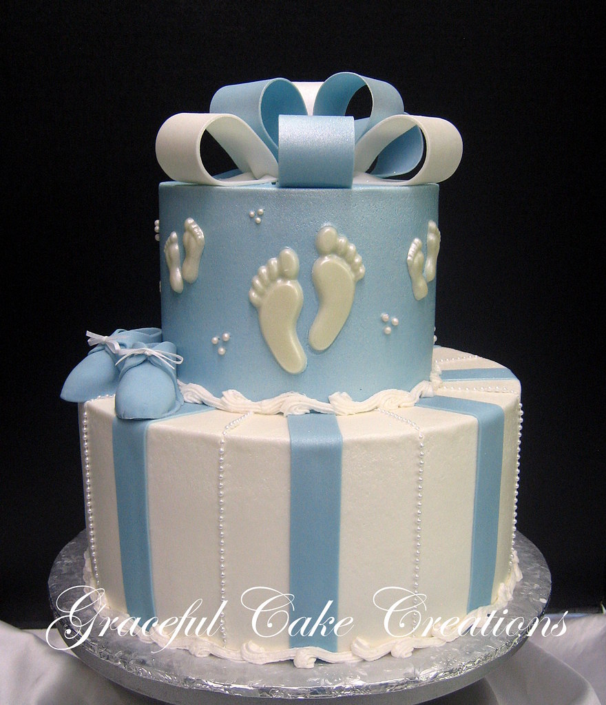 Elegant Blue and White Baby Shower Cake Grace Tari Flickr