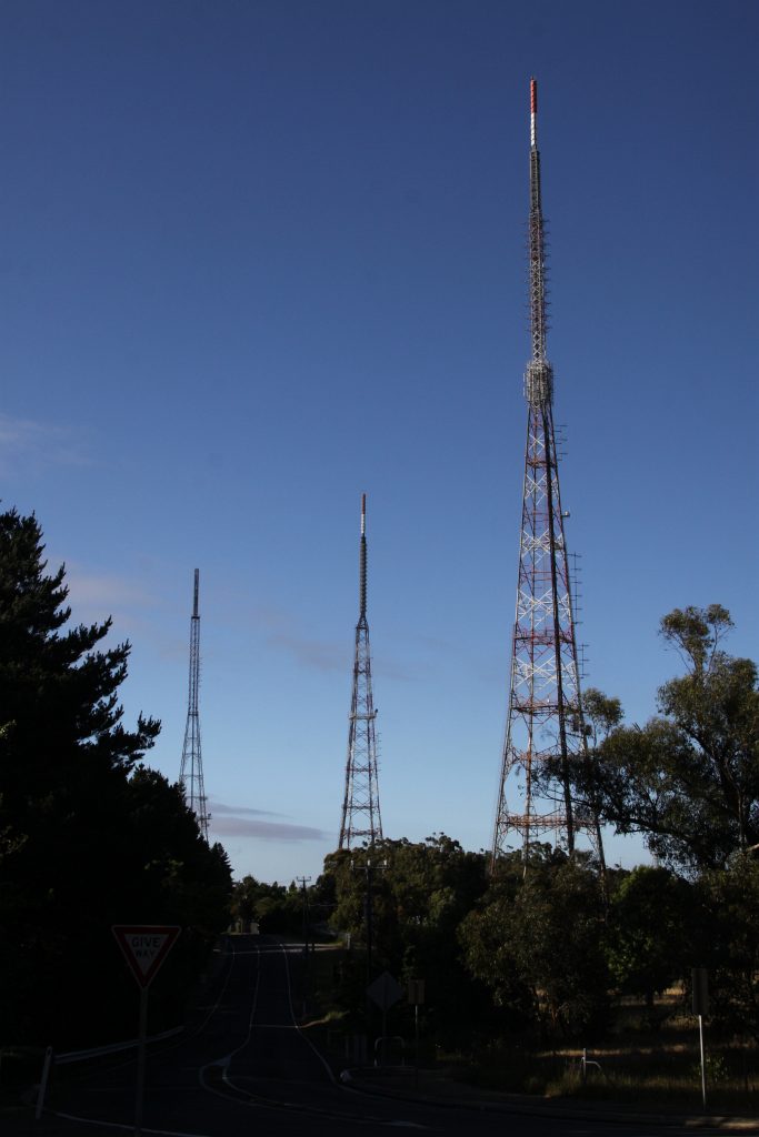 Trio of television transmission towers atop Mount Lofty Flickr