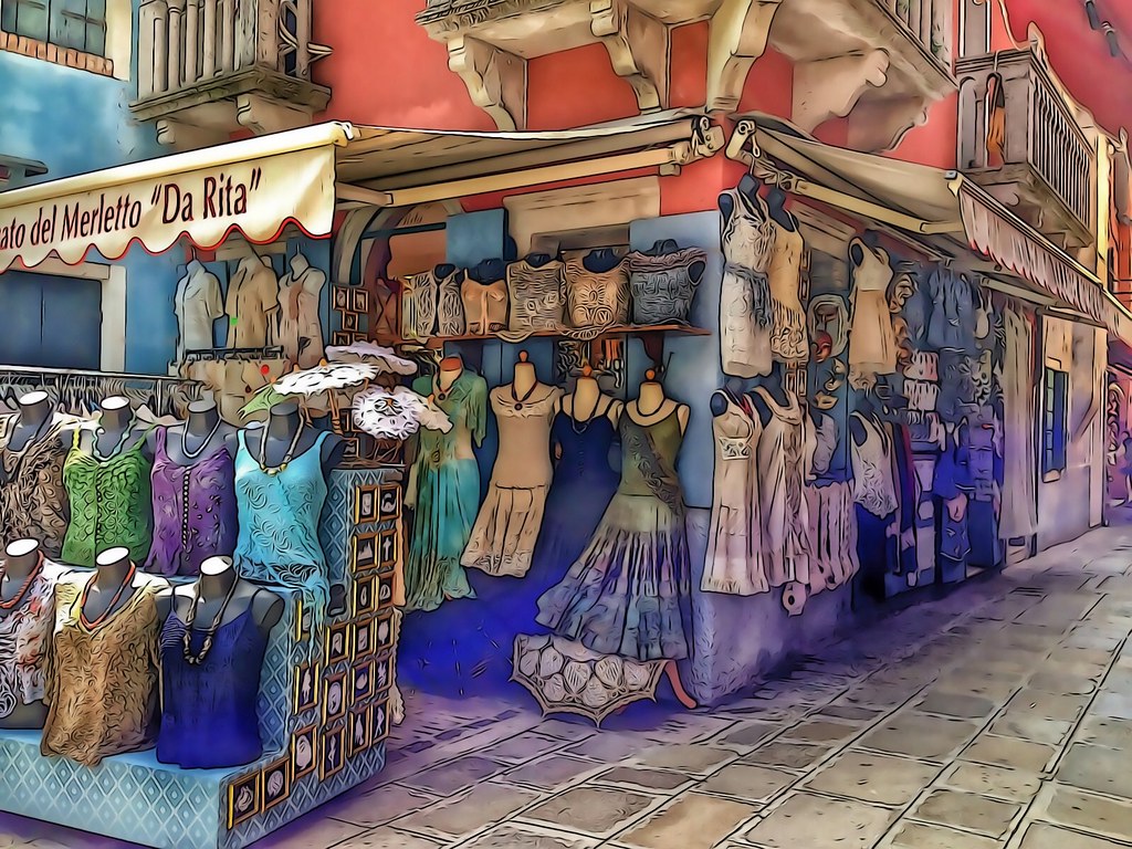 image Burano, Italy. One of many open air shops featuring … Flickr