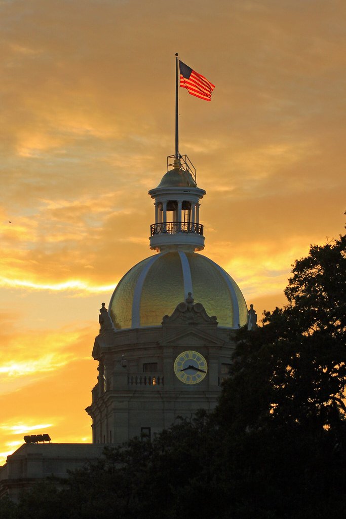 Savannah City Hall Savannah City Hall with golden sunset i… Flickr