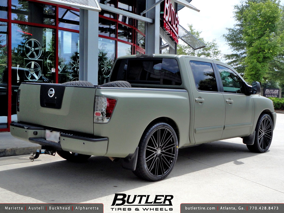 Matte Army Green Nissan Titan with 26in Versante 227B Wheels a photo