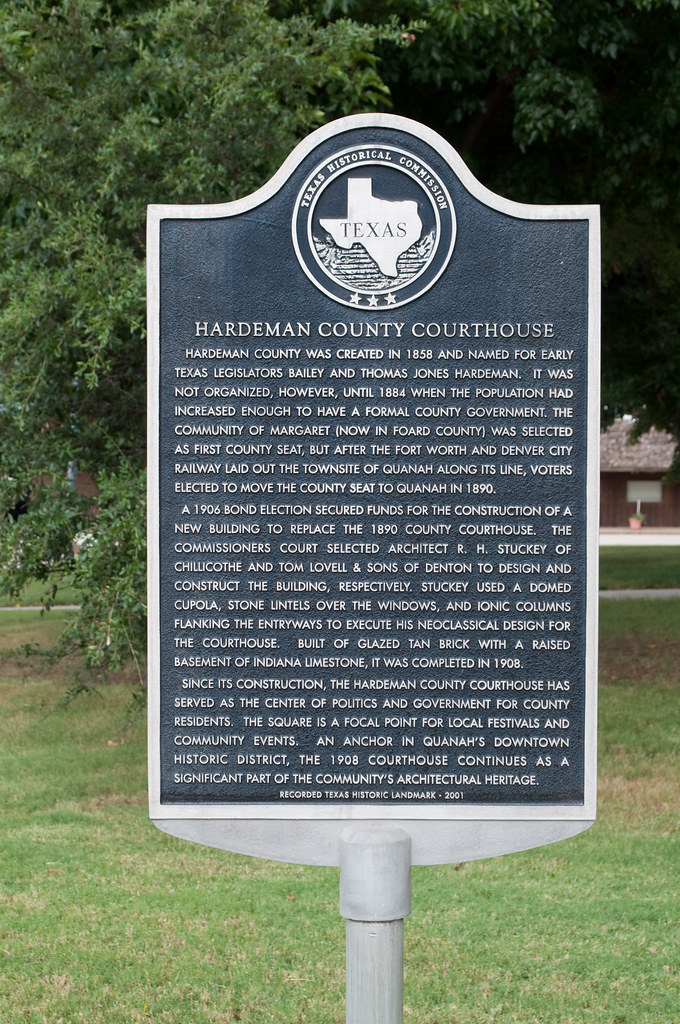 Hardeman County Courthouse Historical marker in Quanah, Te… Flickr