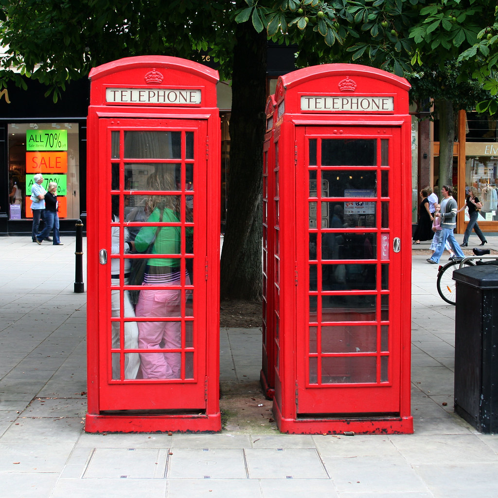 telephone boxes Cheltenham, Gloucestershire, England, UK Leo