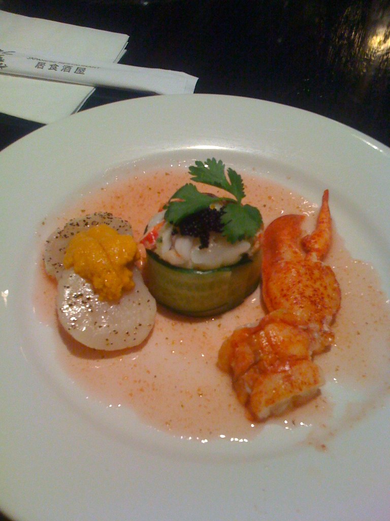 Course 2 Lobster Claw, Seared Scallops w/Uni, Lobster Tai… Flickr