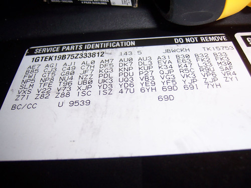 2005 GMC Sierra RPO Just a picture of the RPO codes for my… Flickr
